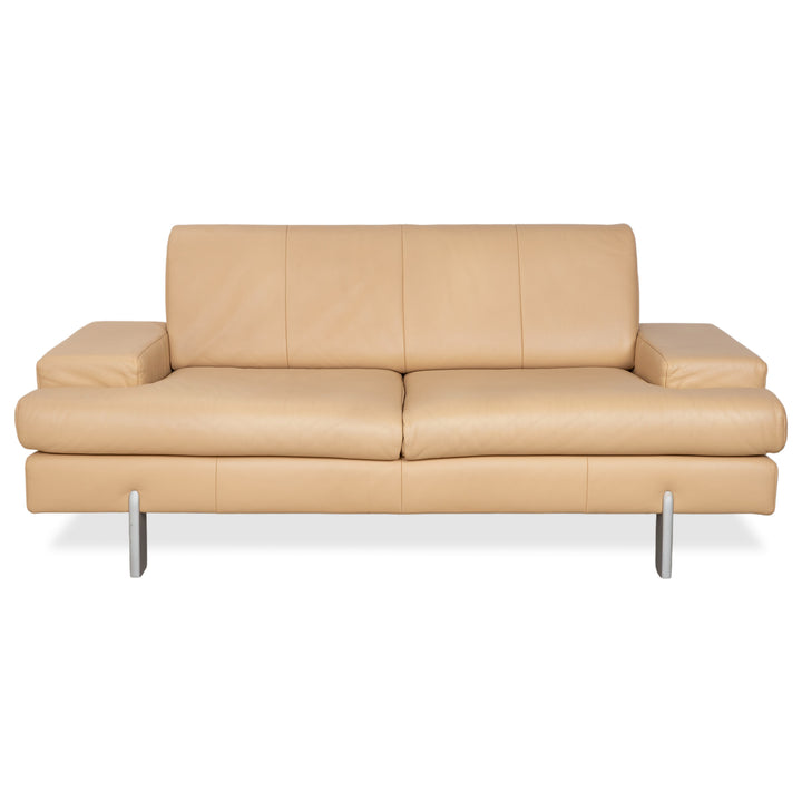 Rolf Benz AK 644 Two-Seater Leather Sofa Cream Beige Couch