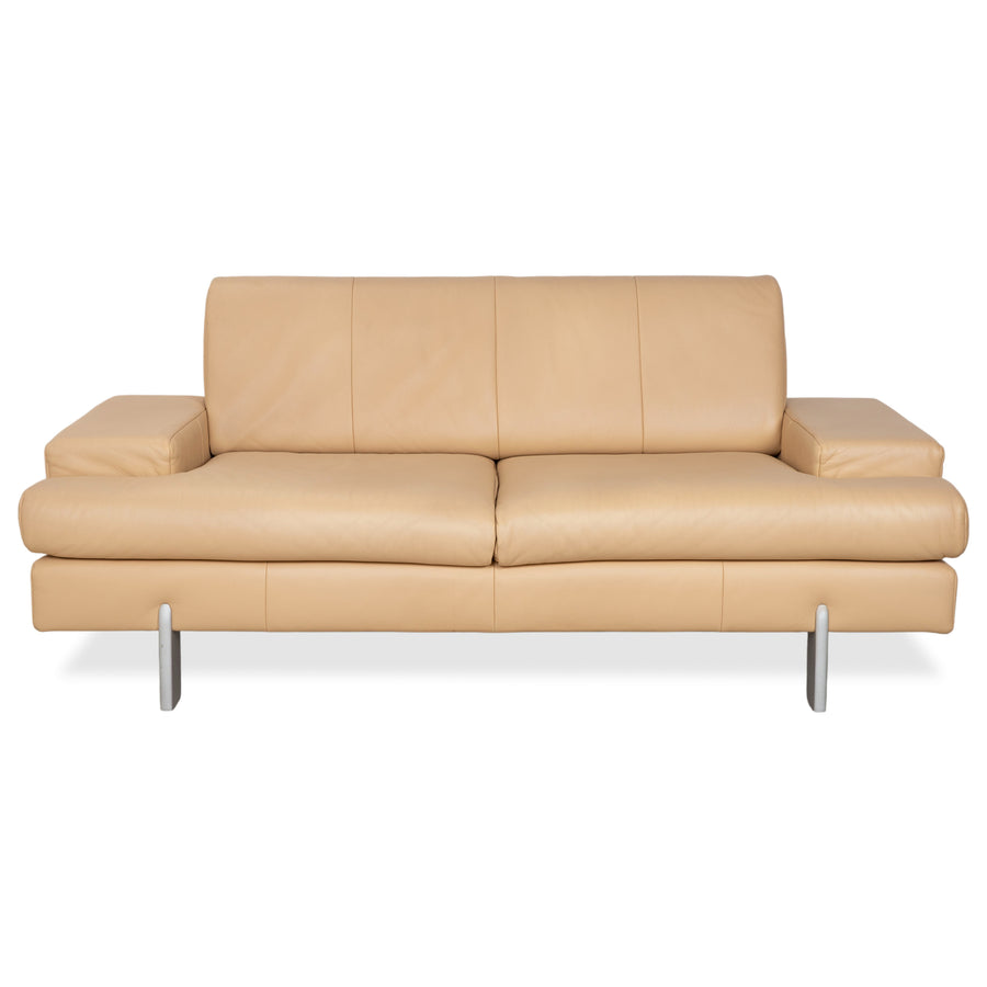 Rolf Benz AK 644 Two-Seater Leather Sofa Cream Beige Couch
