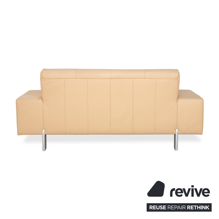 Rolf Benz AK 644 Two-Seater Leather Sofa Cream Beige Couch