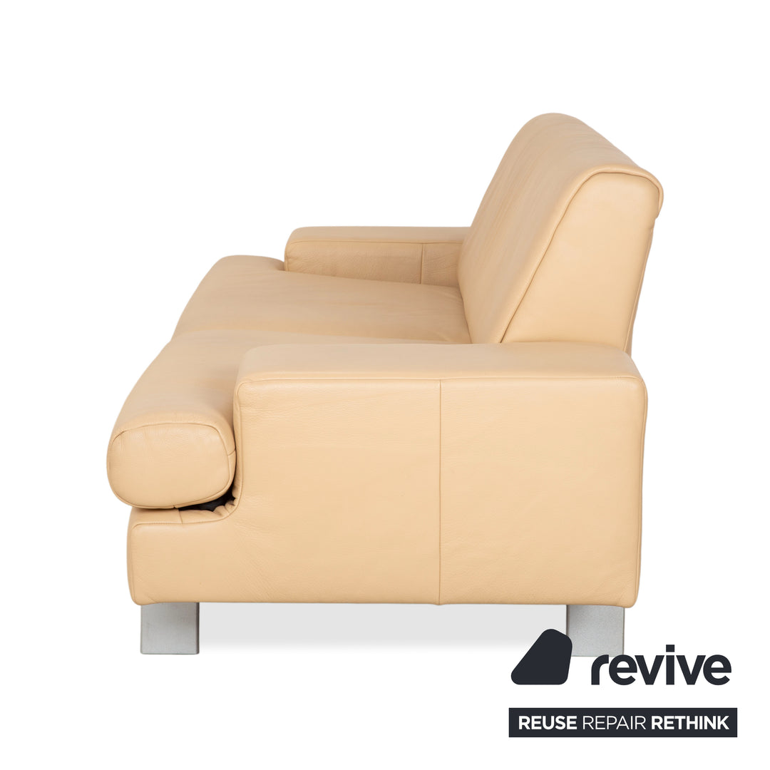 Rolf Benz AK 644 Two-Seater Leather Sofa Cream Beige Couch