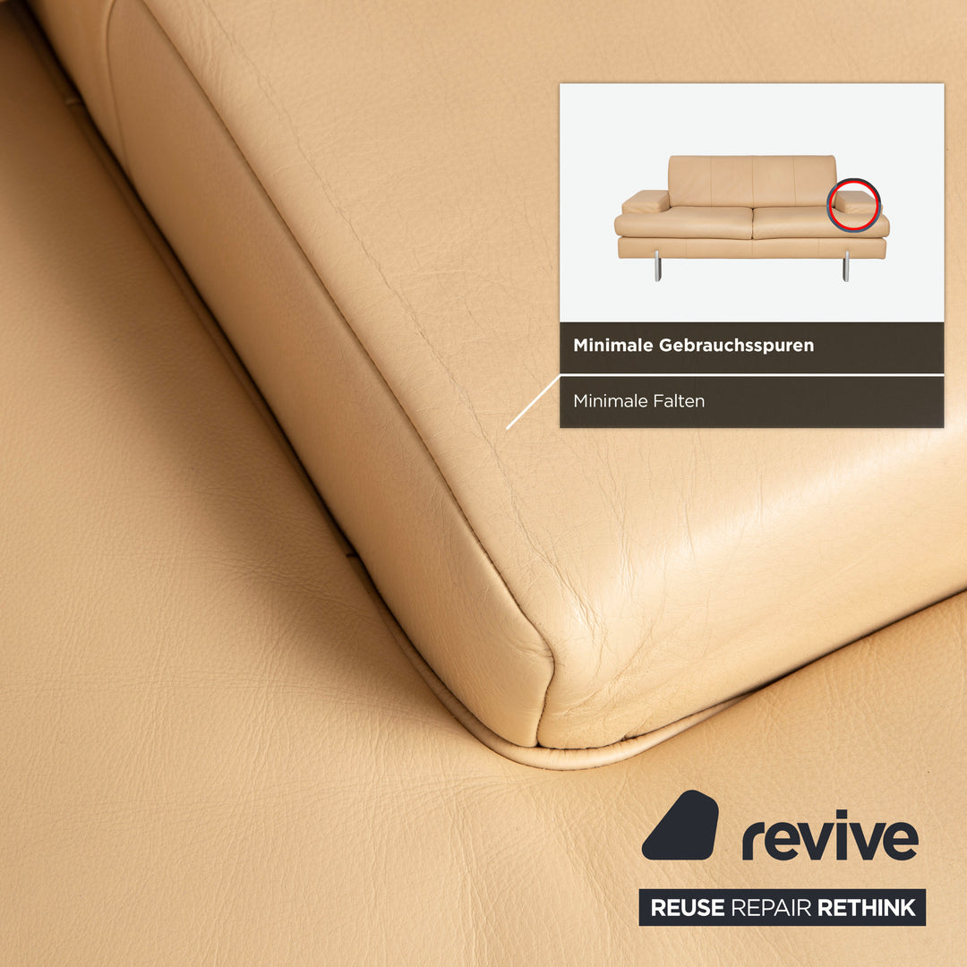 Rolf Benz AK 644 Two-Seater Leather Sofa Cream Beige Couch