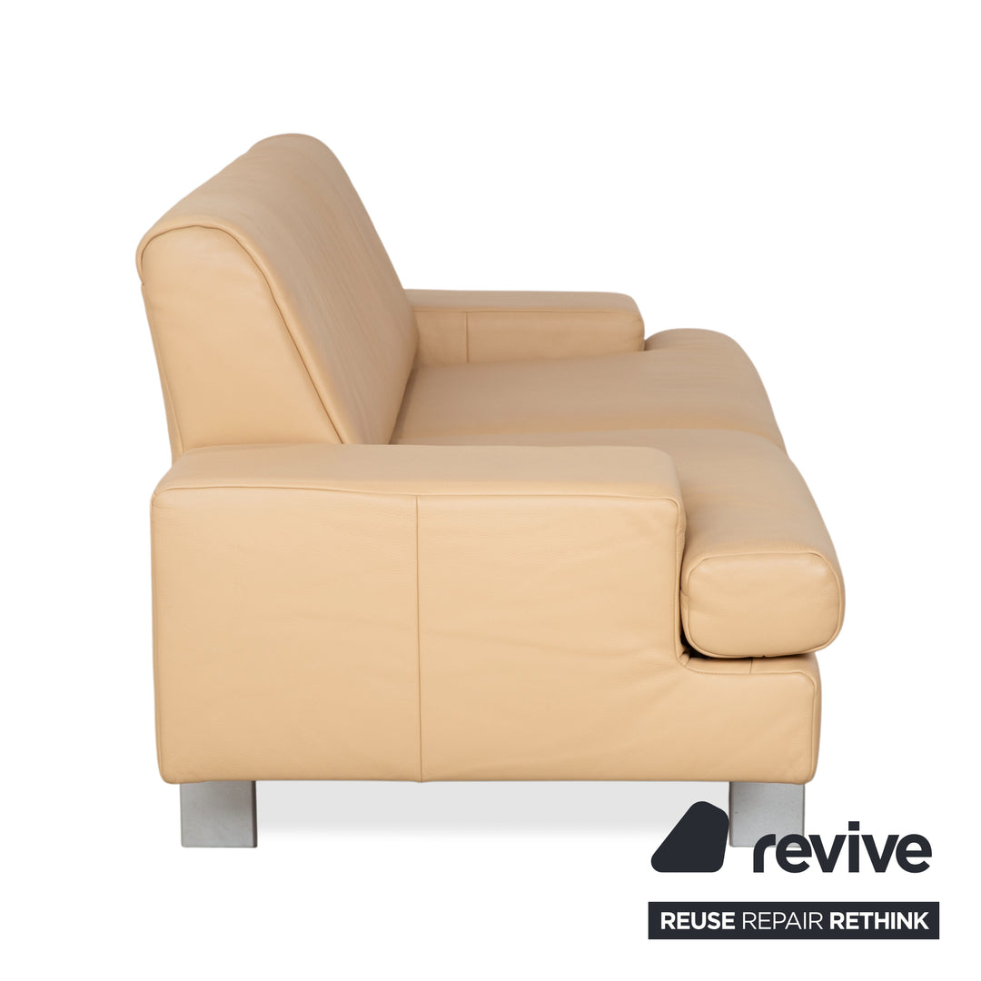 Rolf Benz AK 644 Two-Seater Leather Sofa Cream Beige Couch