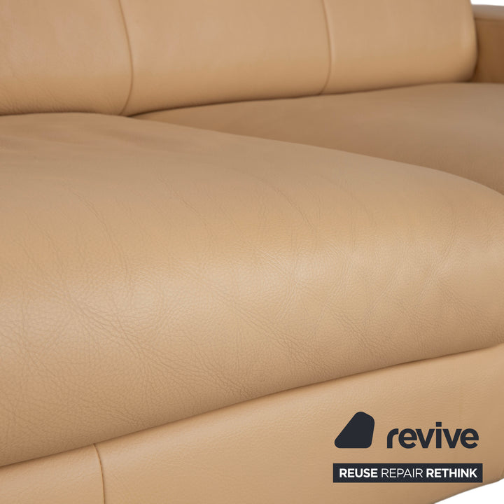 Rolf Benz AK 644 Two-Seater Leather Sofa Cream Beige Couch