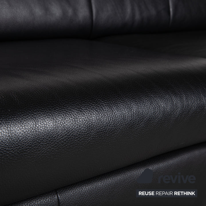 Rolf Benz AK 644 Zweisitzer Leder Sofa Schwarz Couch