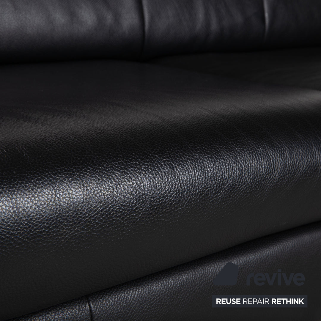 Rolf Benz AK 644 Two-seater Leather Sofa Black Couch