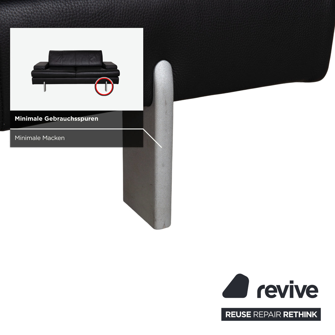 Rolf Benz AK 644 Zweisitzer Leder Sofa Schwarz Couch