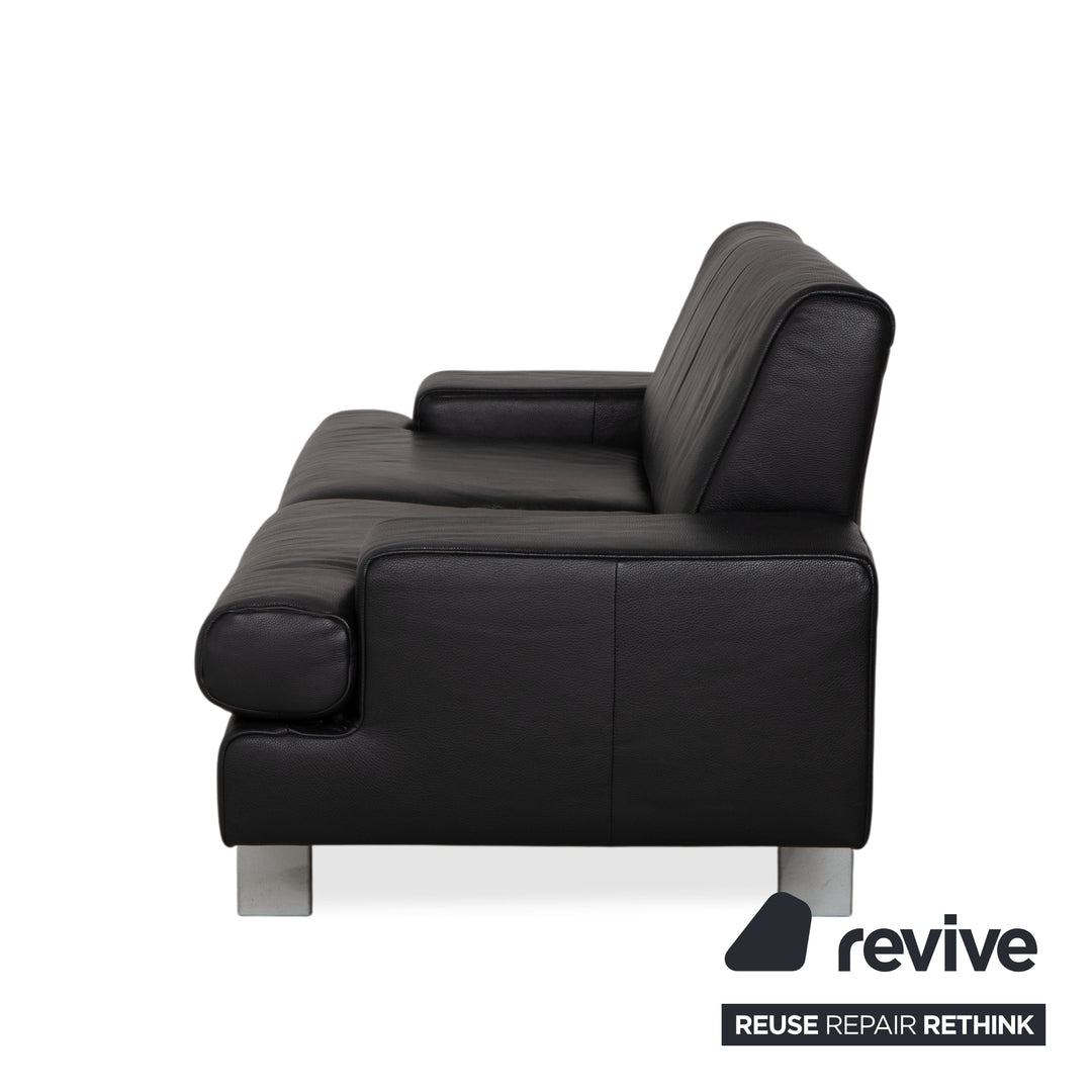 Rolf Benz AK 644 Two-seater Leather Sofa Black Couch