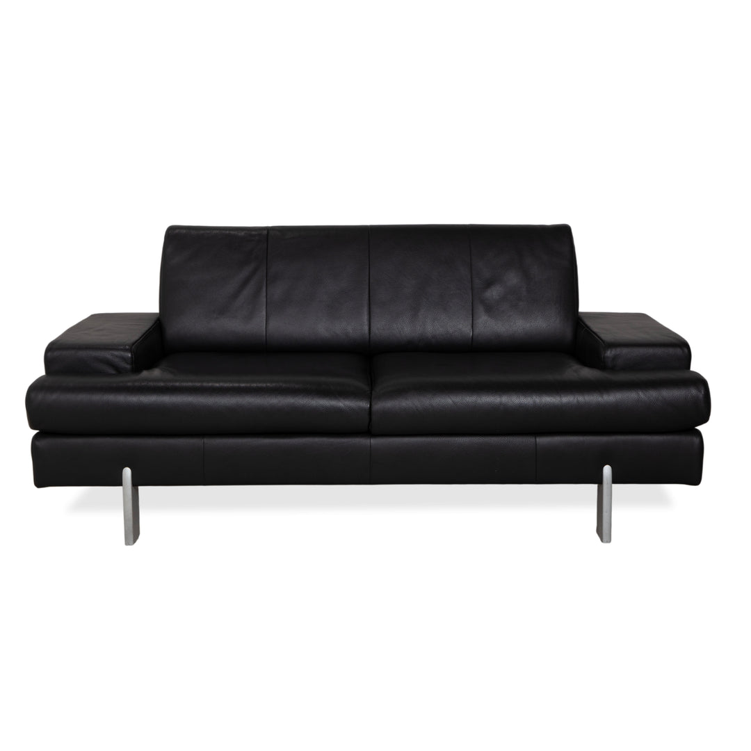 Rolf Benz AK 644 Zweisitzer Leder Sofa Schwarz Couch