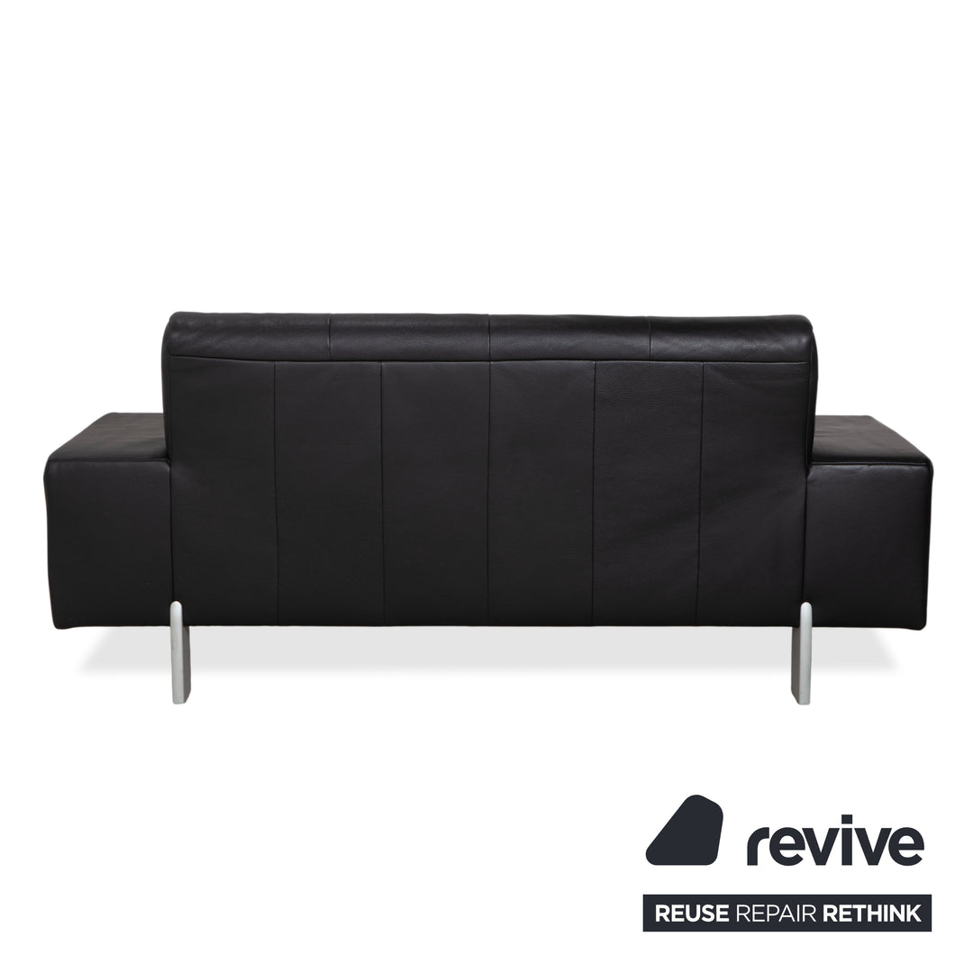 Rolf Benz AK 644 Zweisitzer Leder Sofa Schwarz Couch