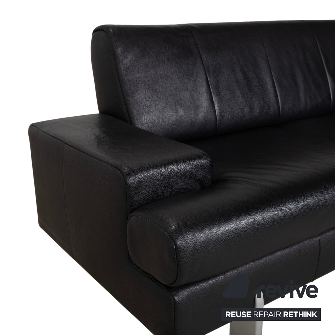Rolf Benz AK 644 Zweisitzer Leder Sofa Schwarz Couch
