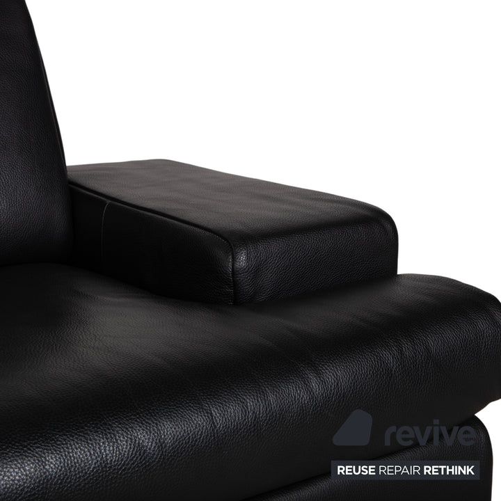 Rolf Benz AK 644 Zweisitzer Leder Sofa Schwarz Couch