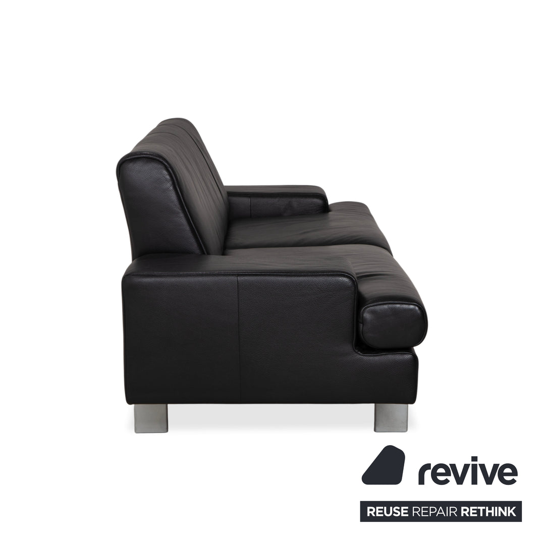 Rolf Benz AK 644 Zweisitzer Leder Sofa Schwarz Couch
