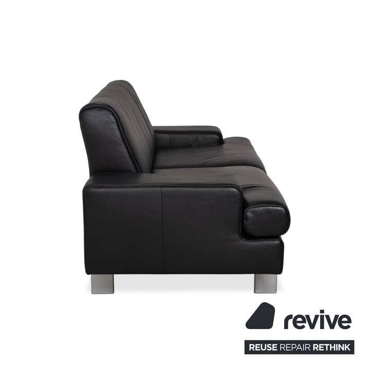 Rolf Benz AK 644 Zweisitzer Leder Sofa Schwarz Couch