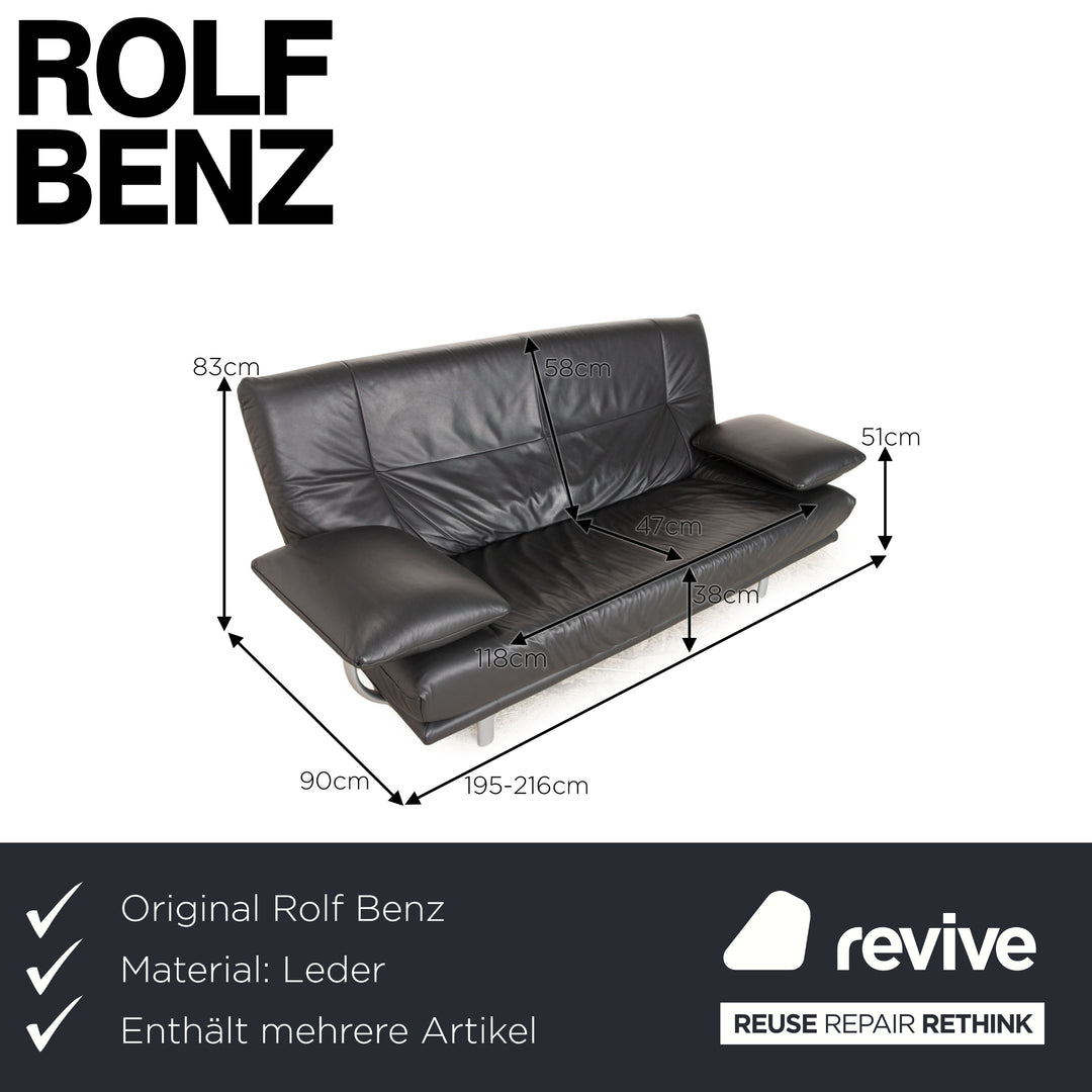 Rolf Benz AK437 Leder Sofa Garnitur Grau Dreisitzer Zweisitzer Couch manuelle Funktion