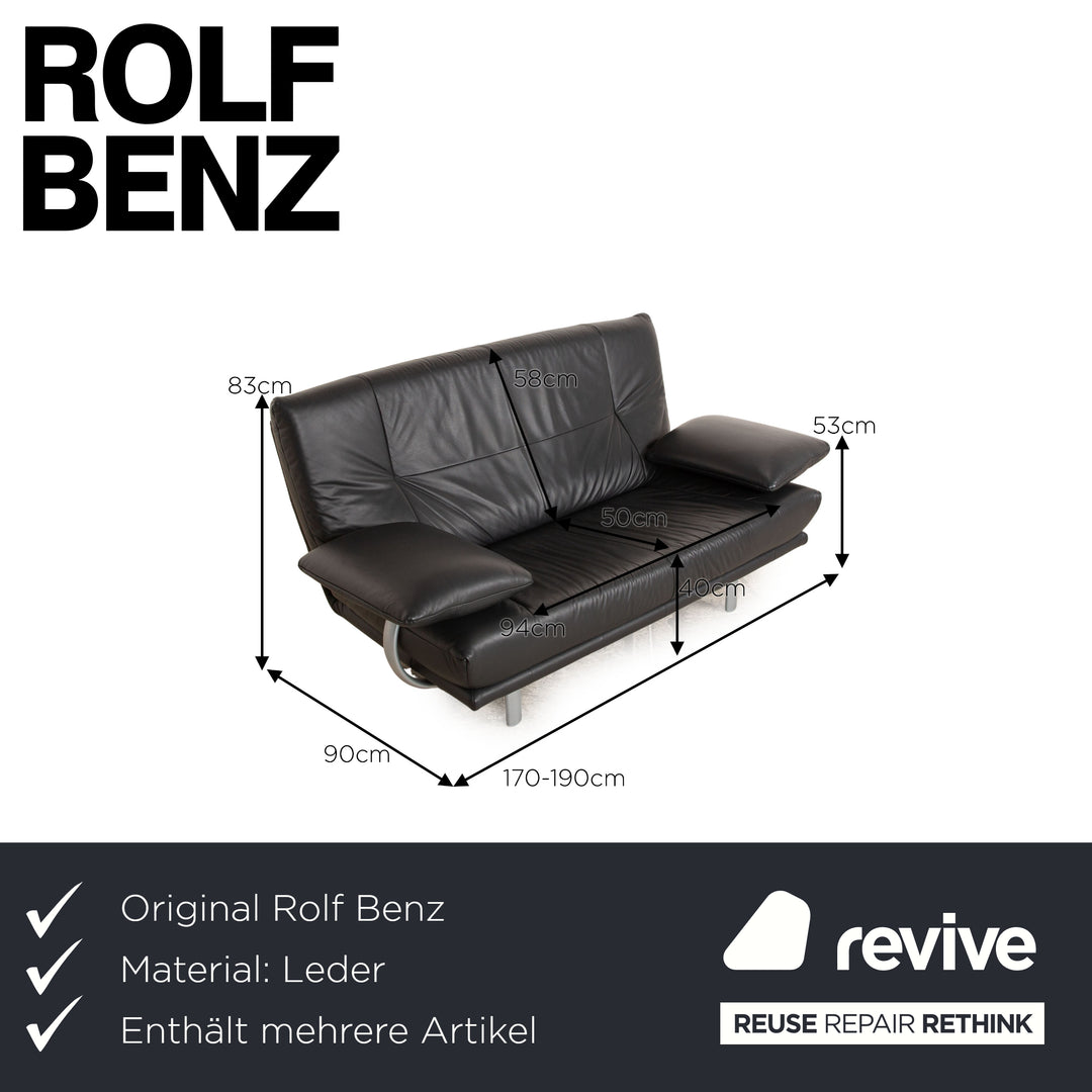 Rolf Benz AK437 Leder Sofa Garnitur Grau Dreisitzer Zweisitzer Couch manuelle Funktion