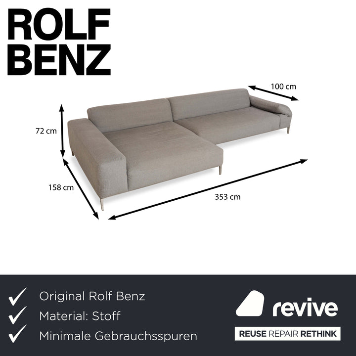 Rolf Benz Areo Stoff Ecksofa Grau Recamiere Links manuelle Funktion Sofa Couch