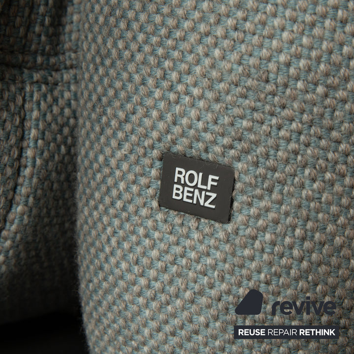 Rolf Benz Aura Stoff Zweisitzer Grau Hellblau Sofa Couch manuelle Funktion Relaxfunktion