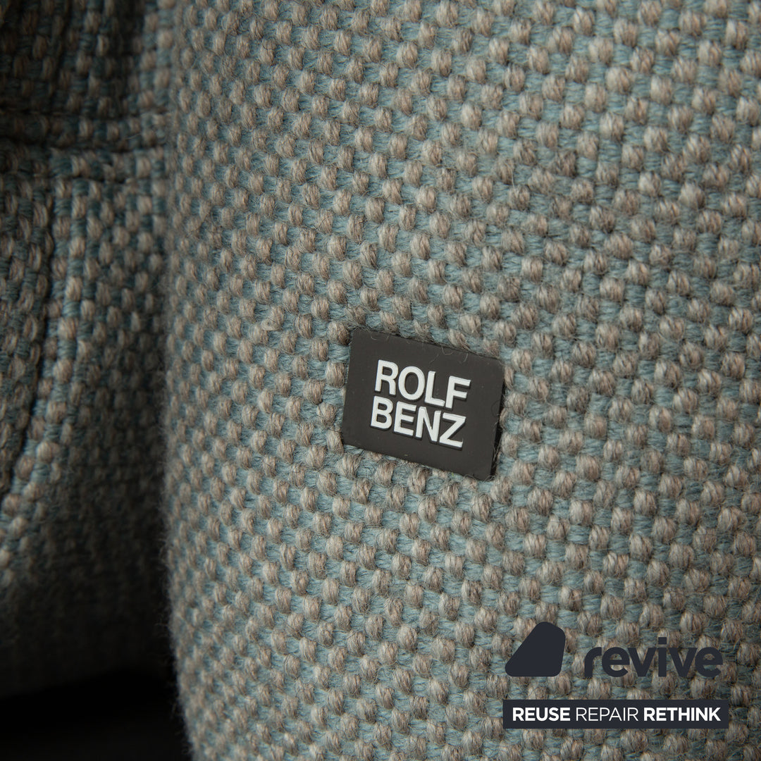 Rolf Benz Aura fabric two-seater gray light blue sofa couch manual function relaxation function