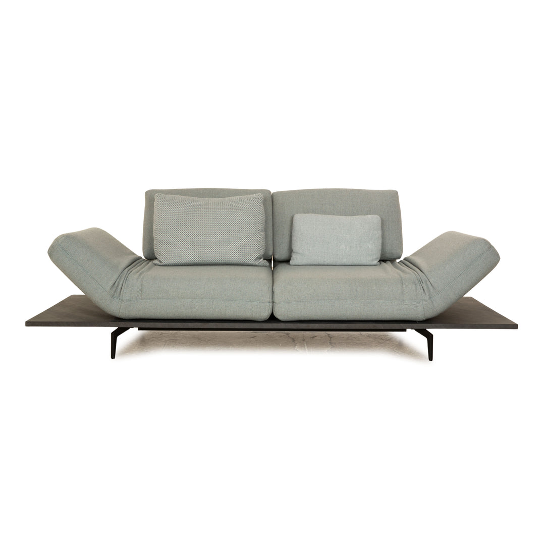 Rolf Benz Aura fabric two-seater gray light blue sofa couch manual function relaxation function