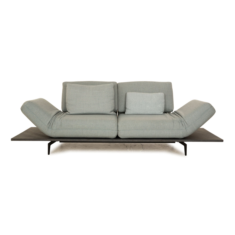 Rolf Benz Aura fabric two-seater gray light blue sofa couch manual function relaxation function