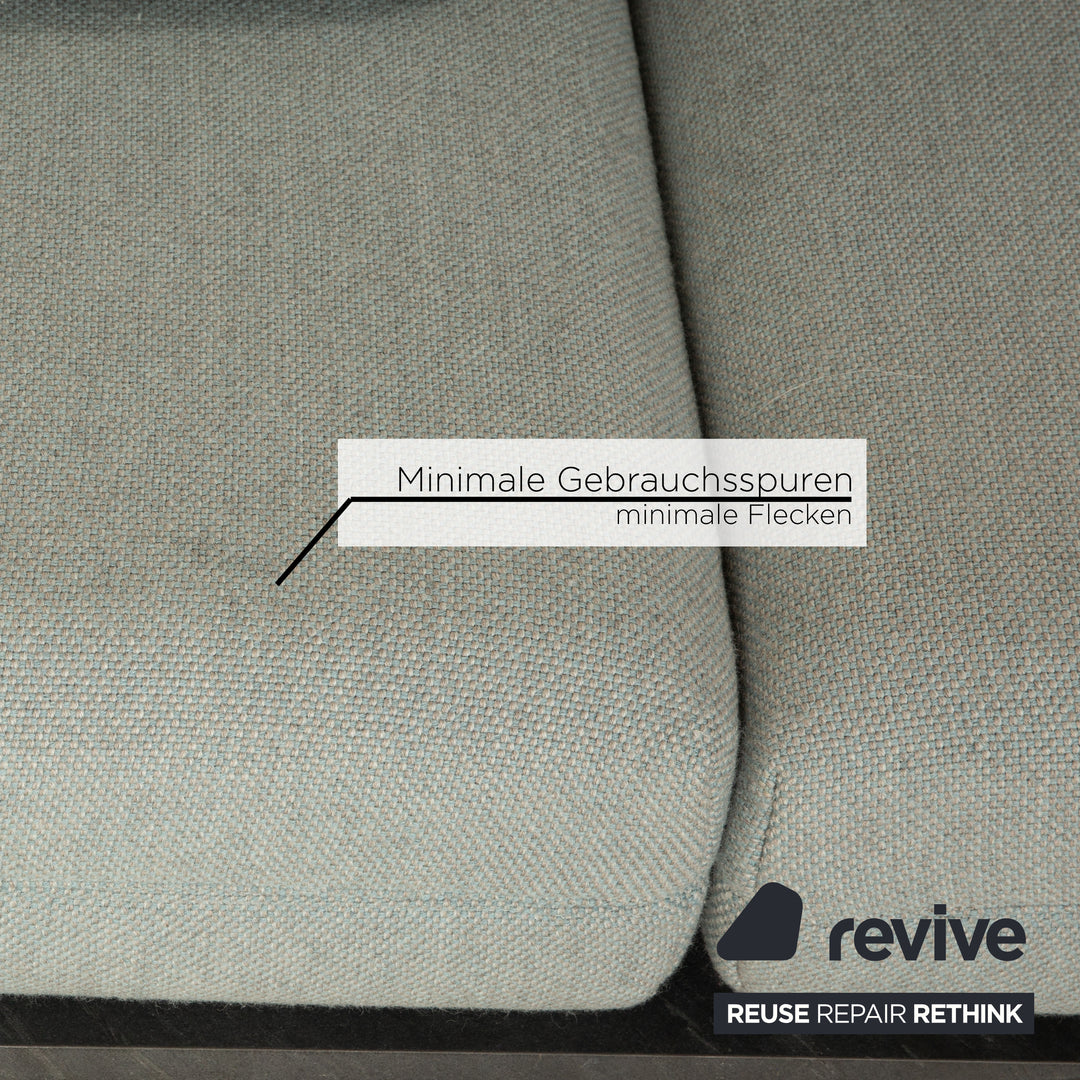 Rolf Benz Aura fabric two-seater gray light blue sofa couch manual function relaxation function