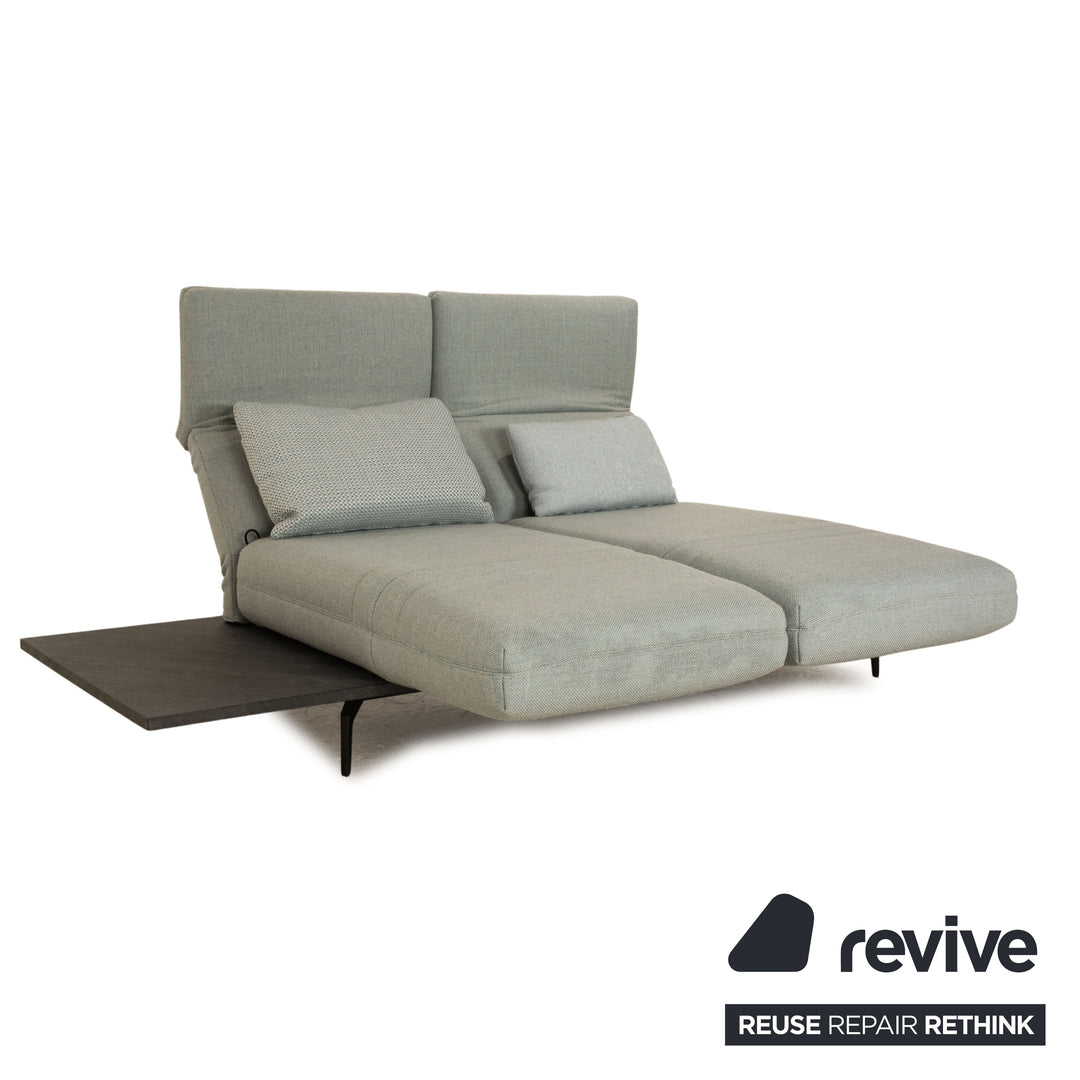 Rolf Benz Aura fabric two-seater gray light blue sofa couch manual function relaxation function