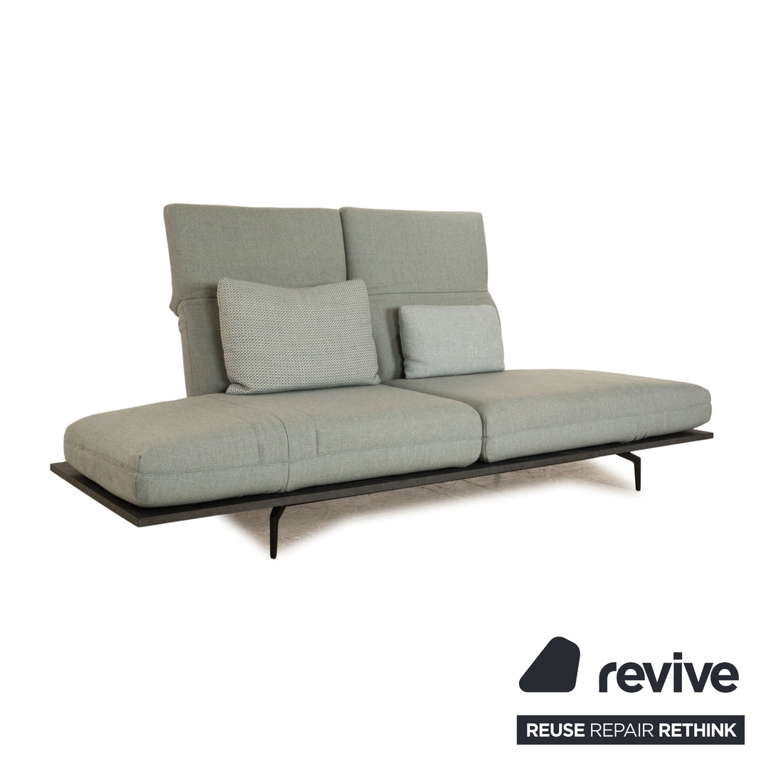 Rolf Benz Aura fabric two-seater gray light blue sofa couch manual function relaxation function
