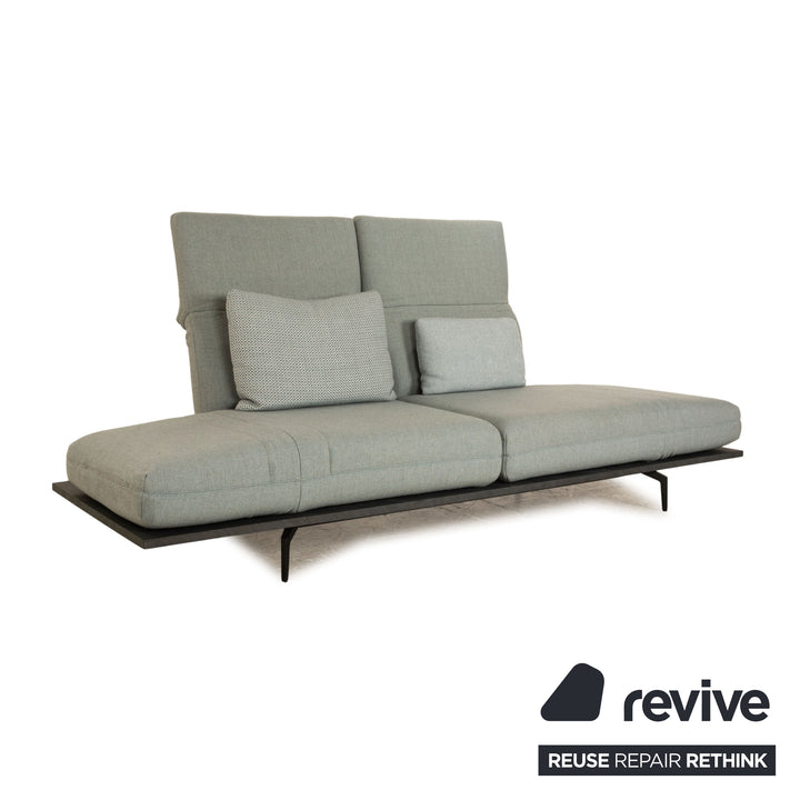 Rolf Benz Aura fabric two-seater gray light blue sofa couch manual function relaxation function