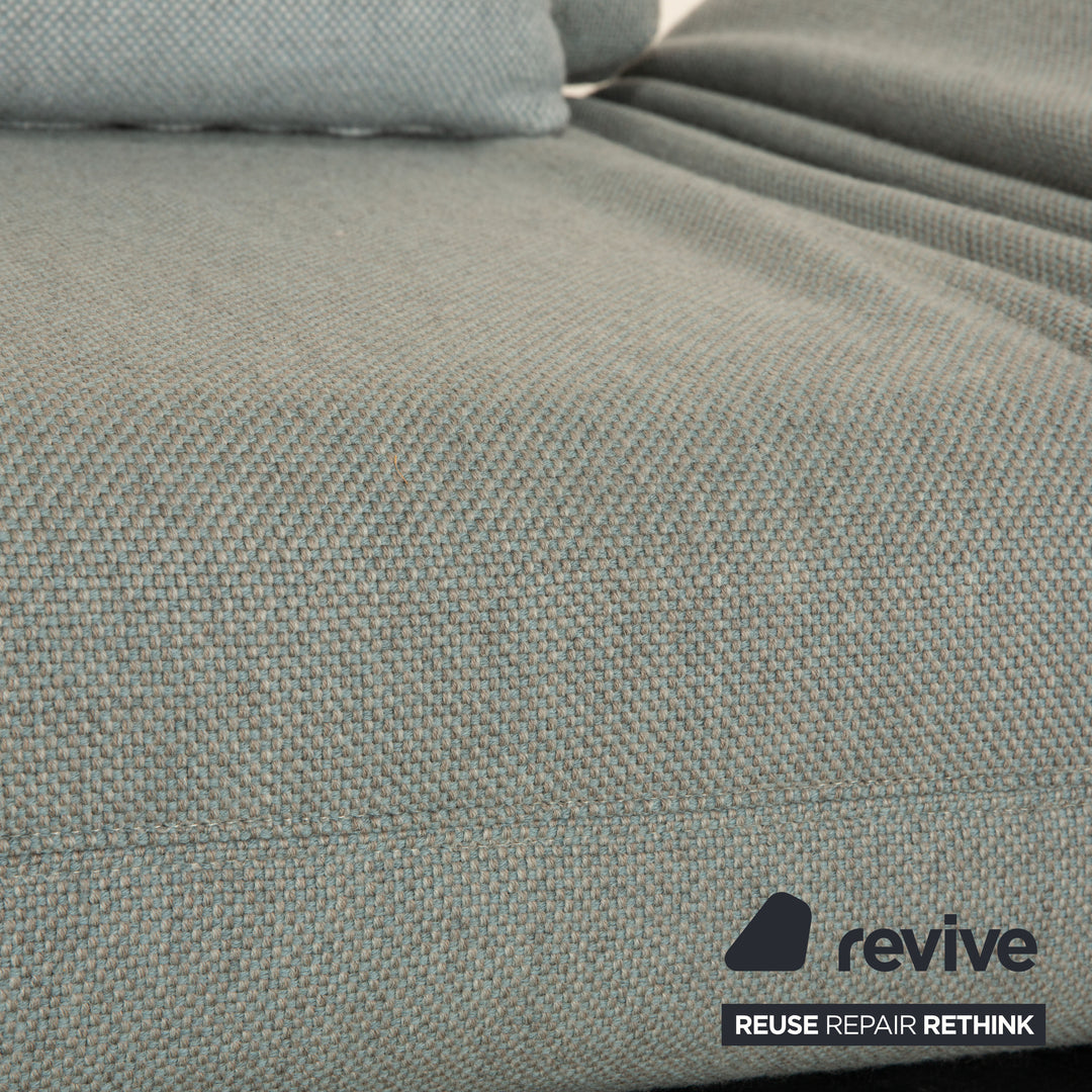 Rolf Benz Aura fabric two-seater gray light blue sofa couch manual function relaxation function