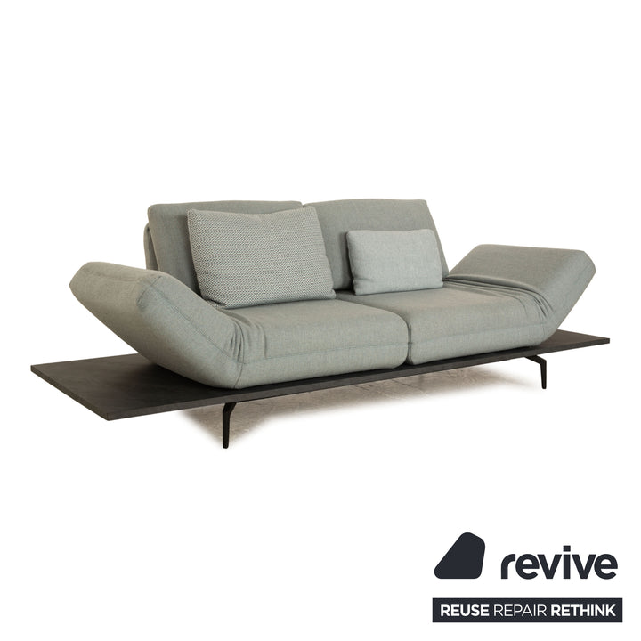 Rolf Benz Aura fabric two-seater gray light blue sofa couch manual function relaxation function
