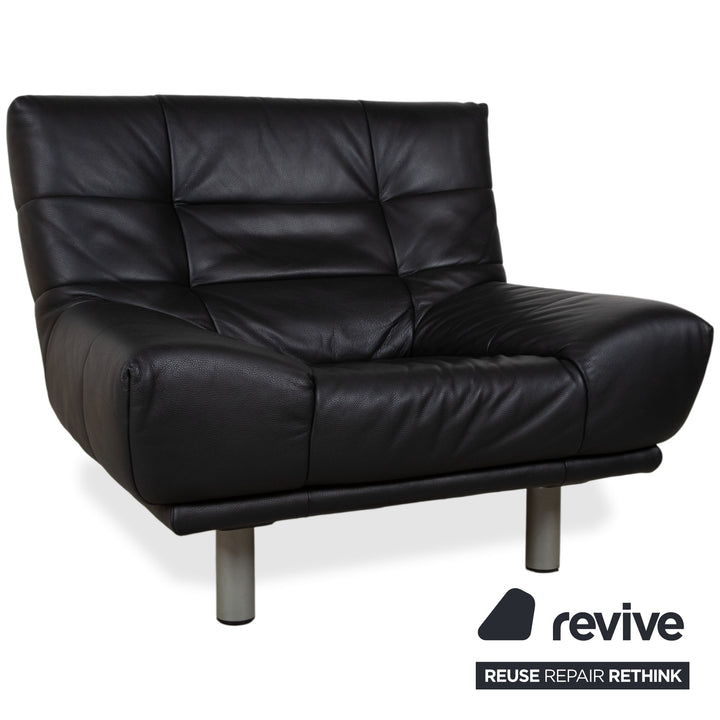 Rolf Benz BMP 418 Garnitur Leder Sessel Hocker Schwarz