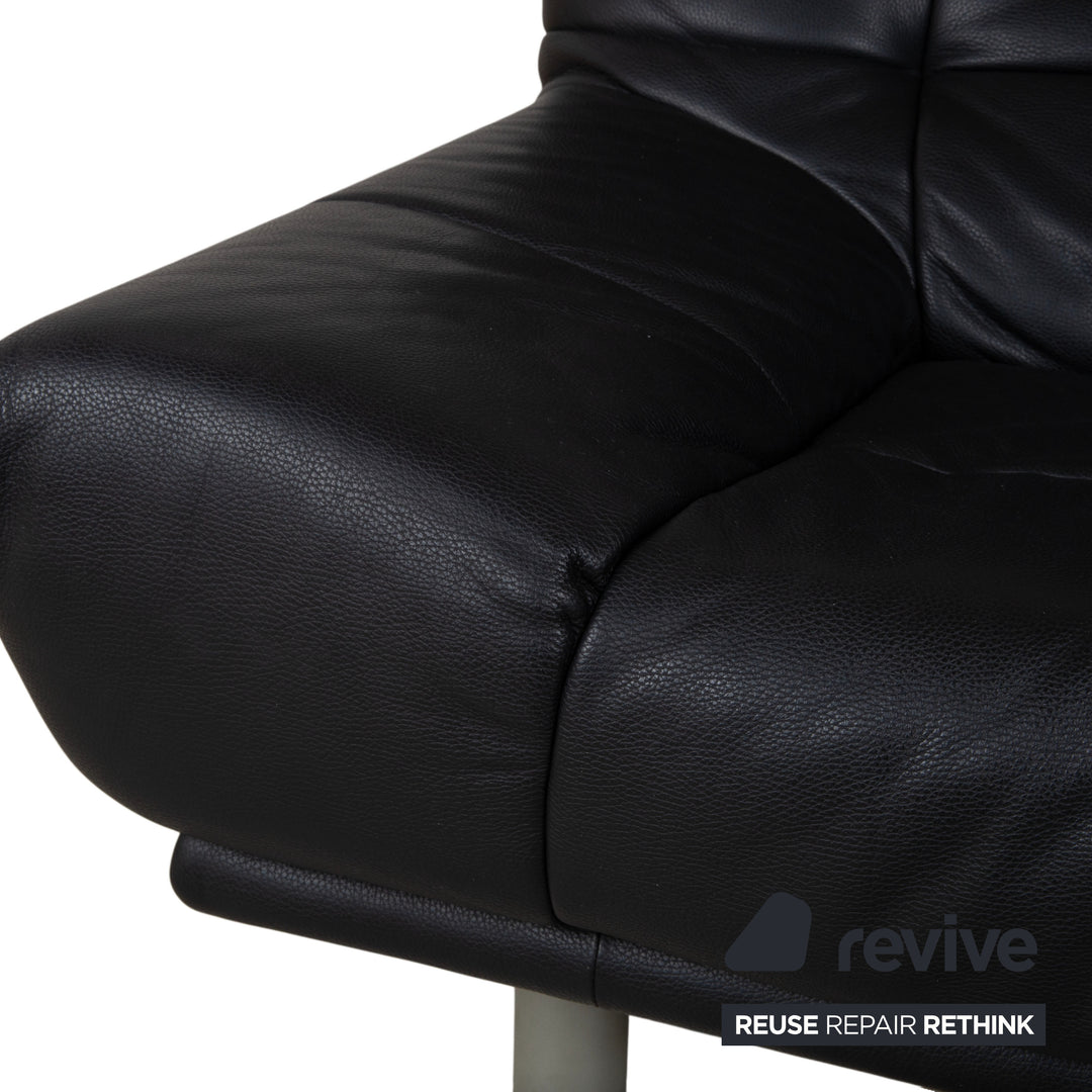 Rolf Benz BMP 418 Garnitur Leder Sessel Hocker Schwarz