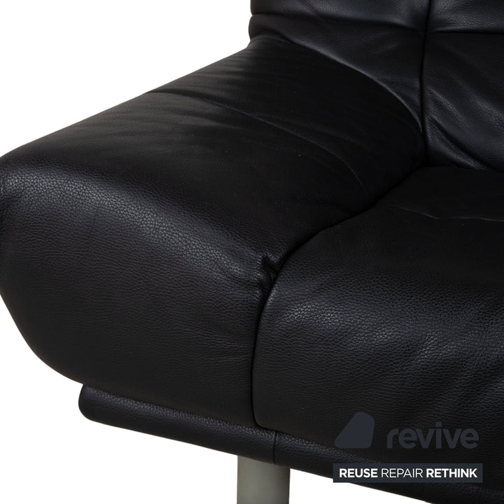 Rolf Benz BMP 418 Garnitur Leder Sessel Hocker Schwarz