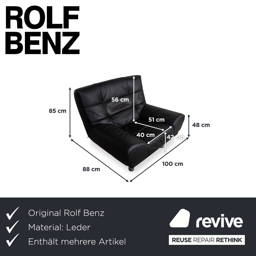 Rolf Benz BMP 418 Garnitur Leder Sessel Hocker Schwarz