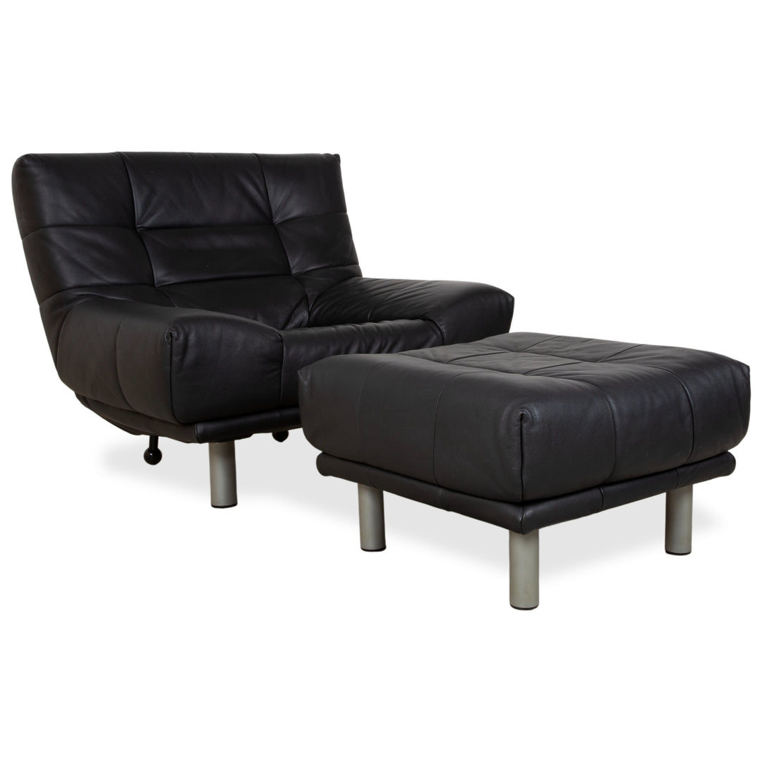 Rolf Benz BMP 418 Garnitur Leder Sessel Hocker Schwarz