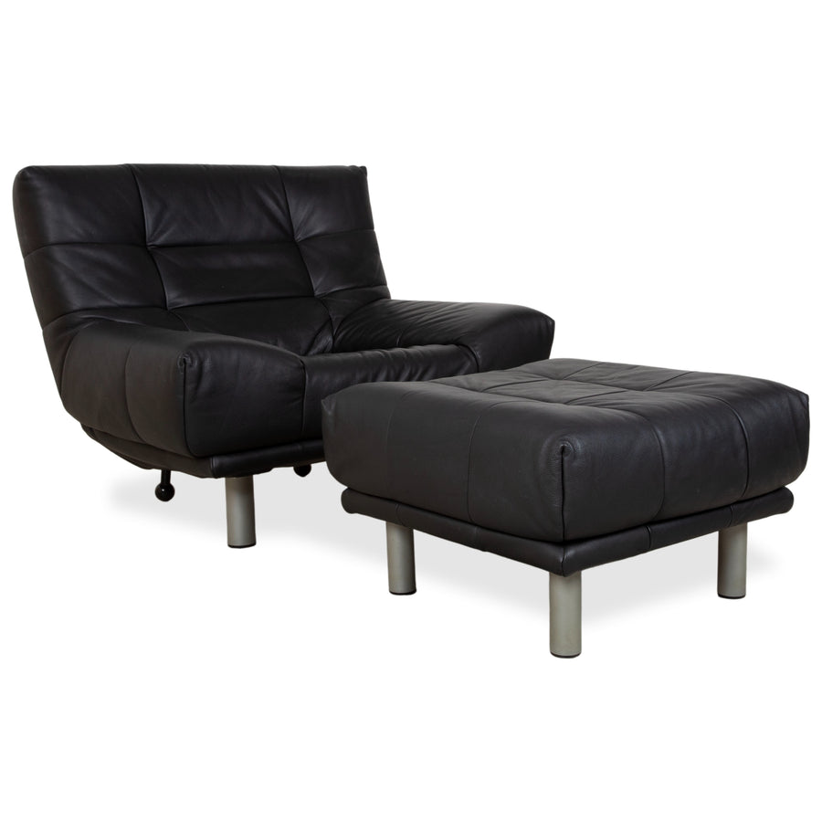 Rolf Benz BMP 418 Garnitur Leder Sessel Hocker Schwarz