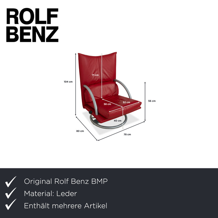 Fauteuil deux places en cuir rouge Rolf Benz BMP 418