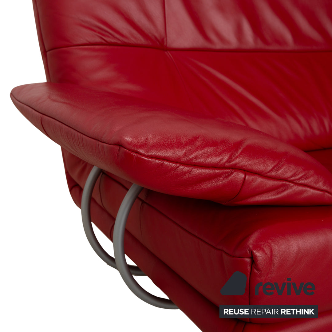 Fauteuil deux places en cuir rouge Rolf Benz BMP 418