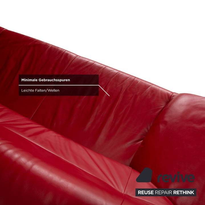 Fauteuil deux places en cuir rouge Rolf Benz BMP 418