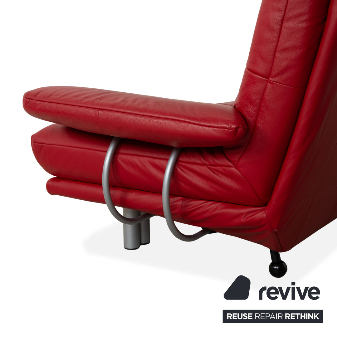 Fauteuil deux places en cuir rouge Rolf Benz BMP 418