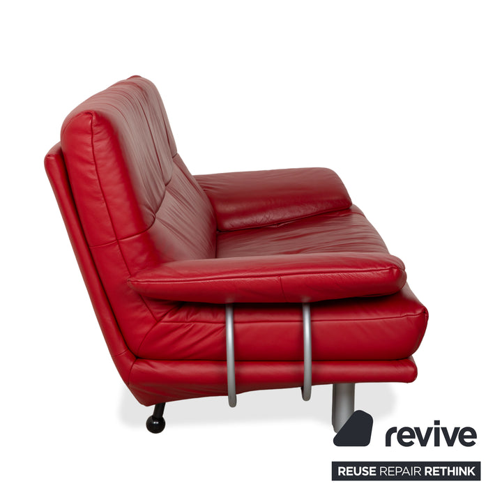 Fauteuil deux places en cuir rouge Rolf Benz BMP 418