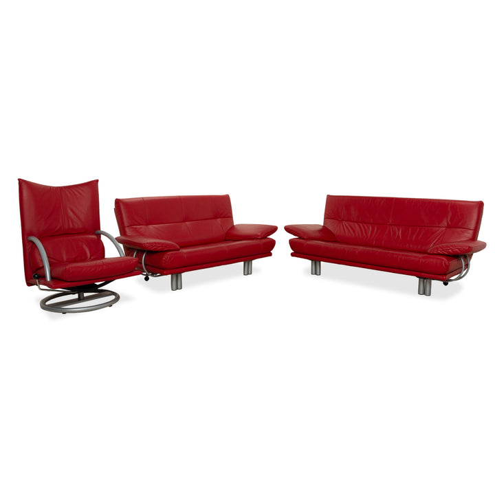 Fauteuil deux places en cuir rouge Rolf Benz BMP 418