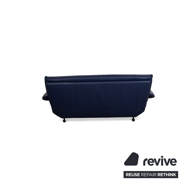 Rolf Benz BMP 418 Leather Three-Seater Blue Sofa Couch