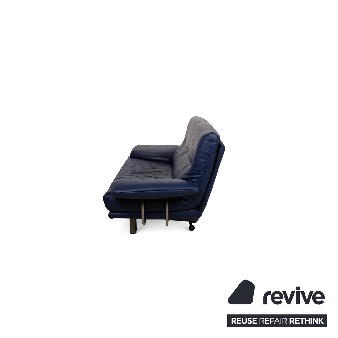 Rolf Benz BMP 418 Leather Three-Seater Blue Sofa Couch