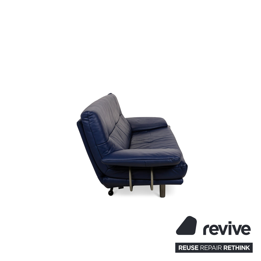 Rolf Benz BMP 418 Leather Three-Seater Blue Sofa Couch