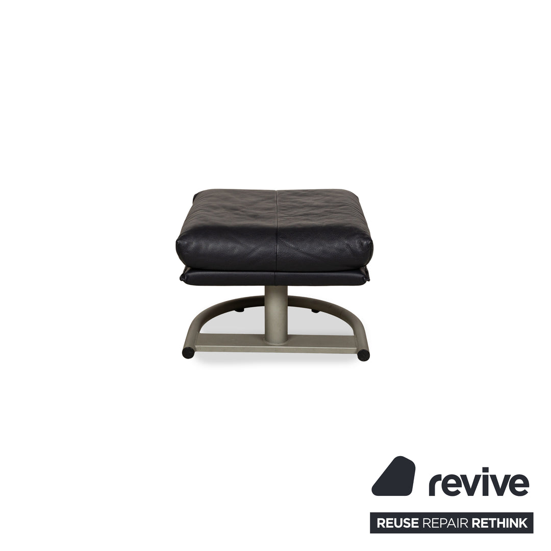 Rolf Benz BMP 418 Leather Stool Dark Blue