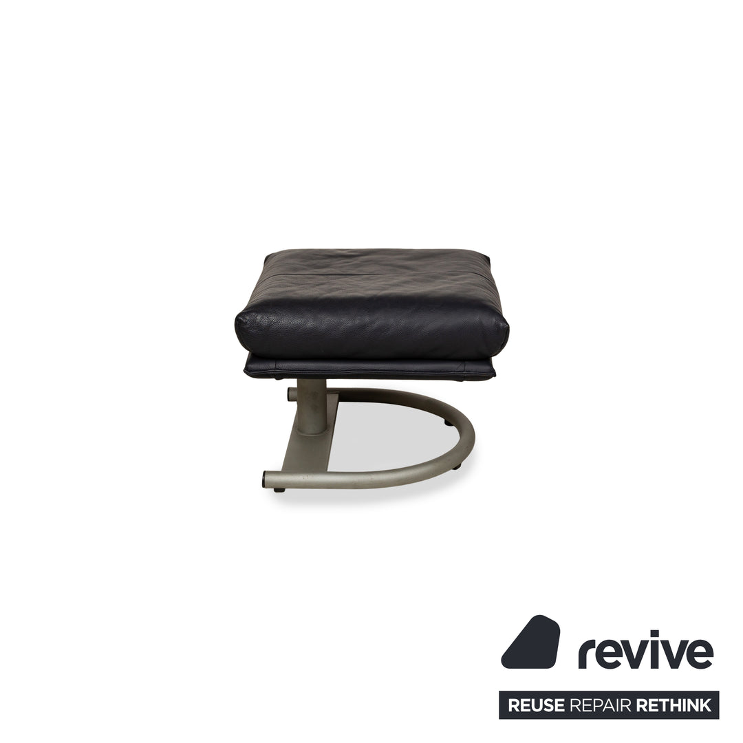 Rolf Benz BMP 418 Leather Stool Dark Blue