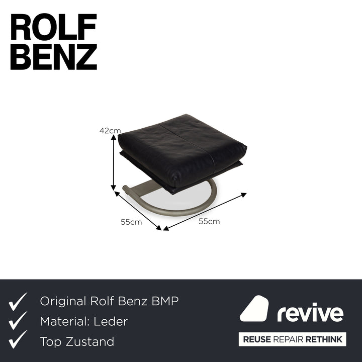 Rolf Benz BMP 418 Leather Stool Dark Blue