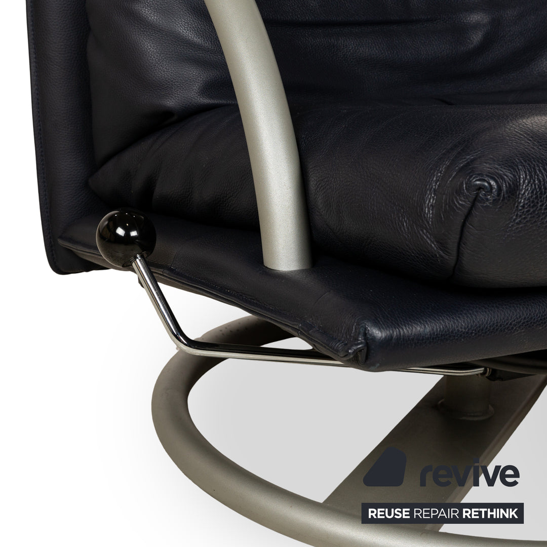 Rolf Benz BMP 418 Leather Armchair Dark Blue