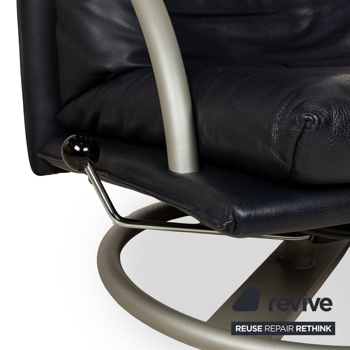 Rolf Benz BMP 418 Leather Armchair Dark Blue